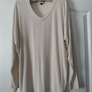 CAbi Cream and Purple Floral Top